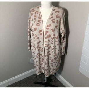 Plus Size Long Leopard Print Cardigan